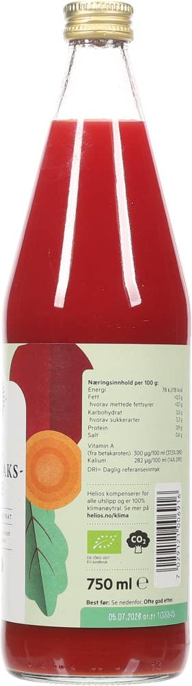 Helios Økologisk grønnsaksjuice Melkesyregjæret m+