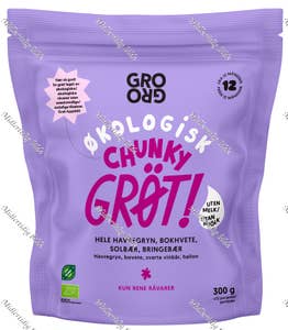 Grogro Pulvergrøt Chunky med solbær og bringebær Fra 12 mnd