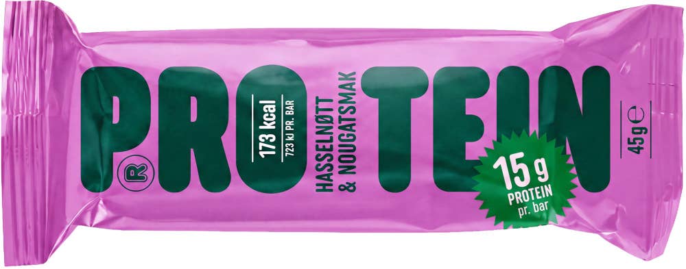 Proteinbar Nougat & hasselnøtt 45 g