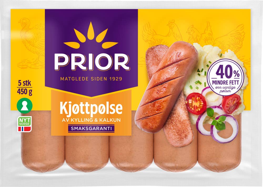 Prior Røkt Kjøttpølse Av Kylling & Kalkun Skinnfri