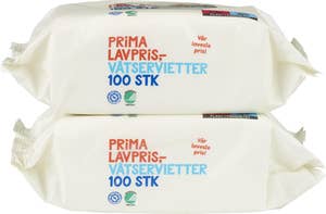 Prima Lavpris Våtservietter 2 x 100 stk