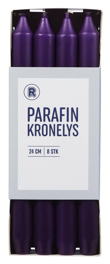 R Lilla kronelys, parafin 24 cm, 8 stk, parafin