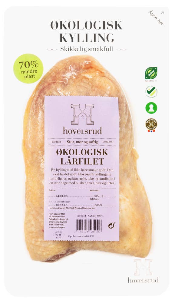 Hovelsrud Økologisk lårfilet av kylling