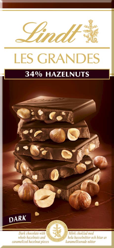 Lindt Les Grandes Hasselnøtt Mørk Sjokolade