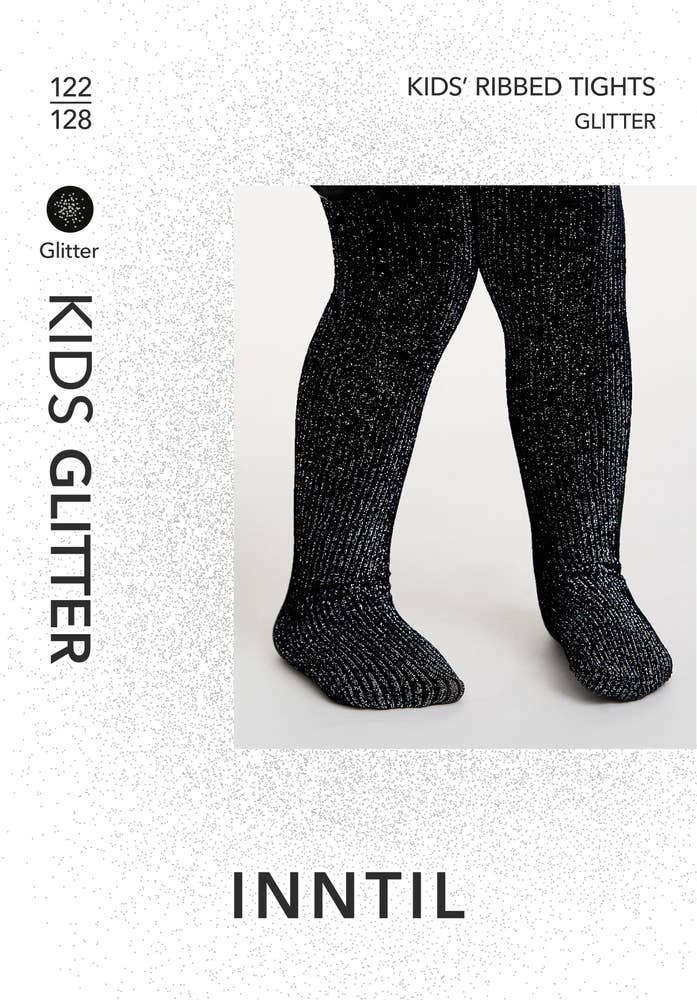 Inntil Sorte glittertights til barn Str 122-128