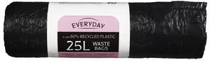 Everyday Avfallspose med snøring Sort, 25l, 80% resirkulert plast