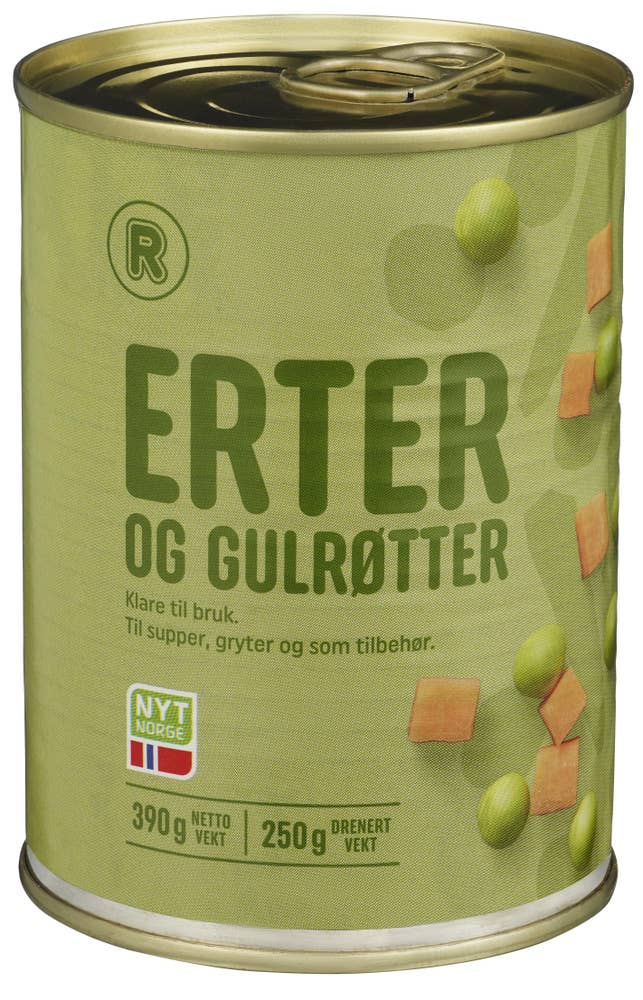 R Erter og gulrøtter
