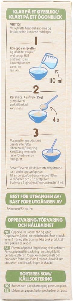 Nestlé Min Fullkornsgrøt Yoghurt, pære og banan Fra 8 mnd