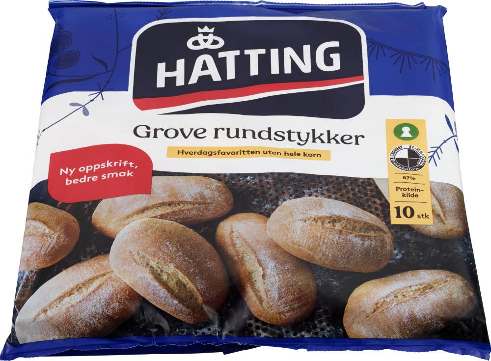 Grove rundstykker 10 stk, 600 g