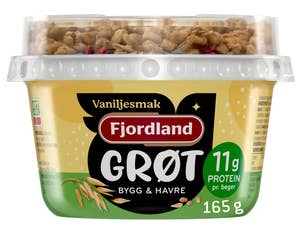 Fjordland Grøt med vaniljesmak og topping