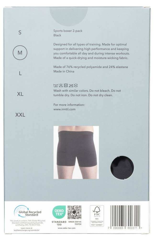 Inntil Sportsbokser Sort, str. M