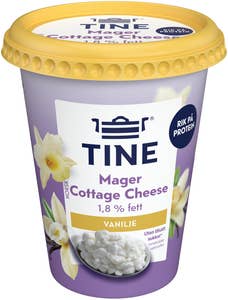 TINE Cottage Cheese vanilje Mager, uten tilsatt sukker