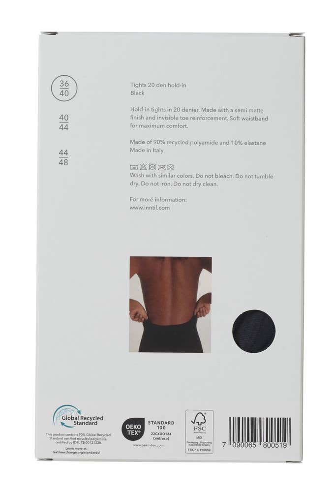 Inntil Strømpebukse Hold-In 20 DEN Sort, str. 36-40, semi-matt