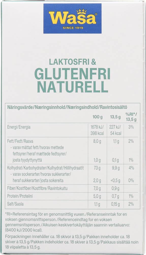 Wasa Knekkebrød Glutenfri Naturell