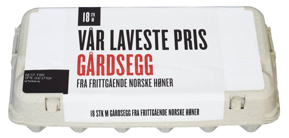 Vår Laveste Pris Egg fra frittgående norske høner Strl M, Egg fra frittgående norske høner