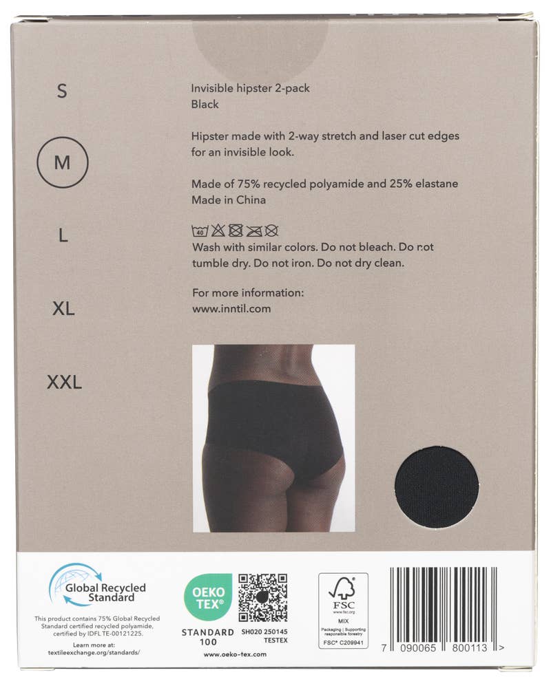 Inntil Sømløs Hipster Sort, str. M