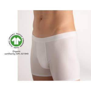 Inntil Bokser i økologisk bomull Sort og hvit, str. S