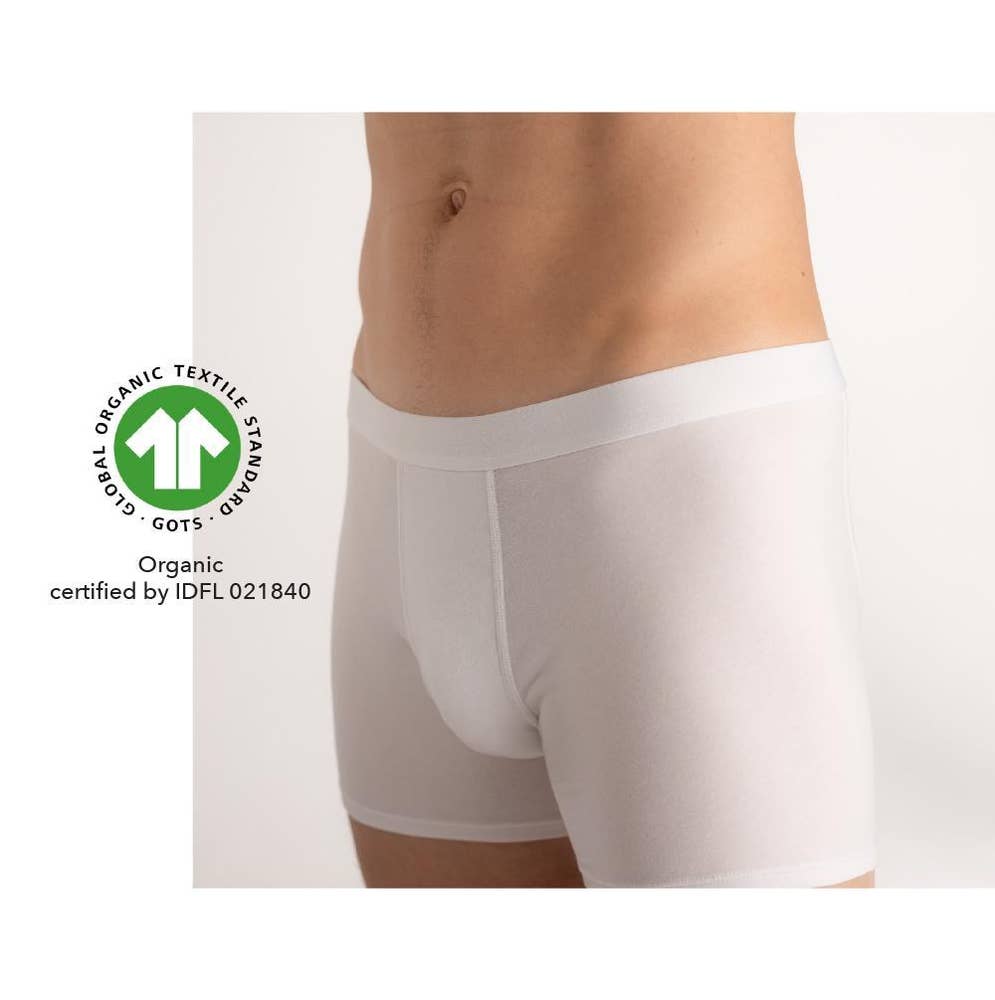 Inntil Bokser i økologisk bomull Sort og hvit, str. S