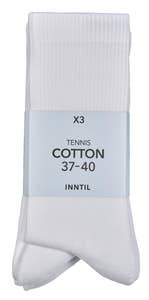 Inntil Tennissokker Hvit, str 37-40, 3 par