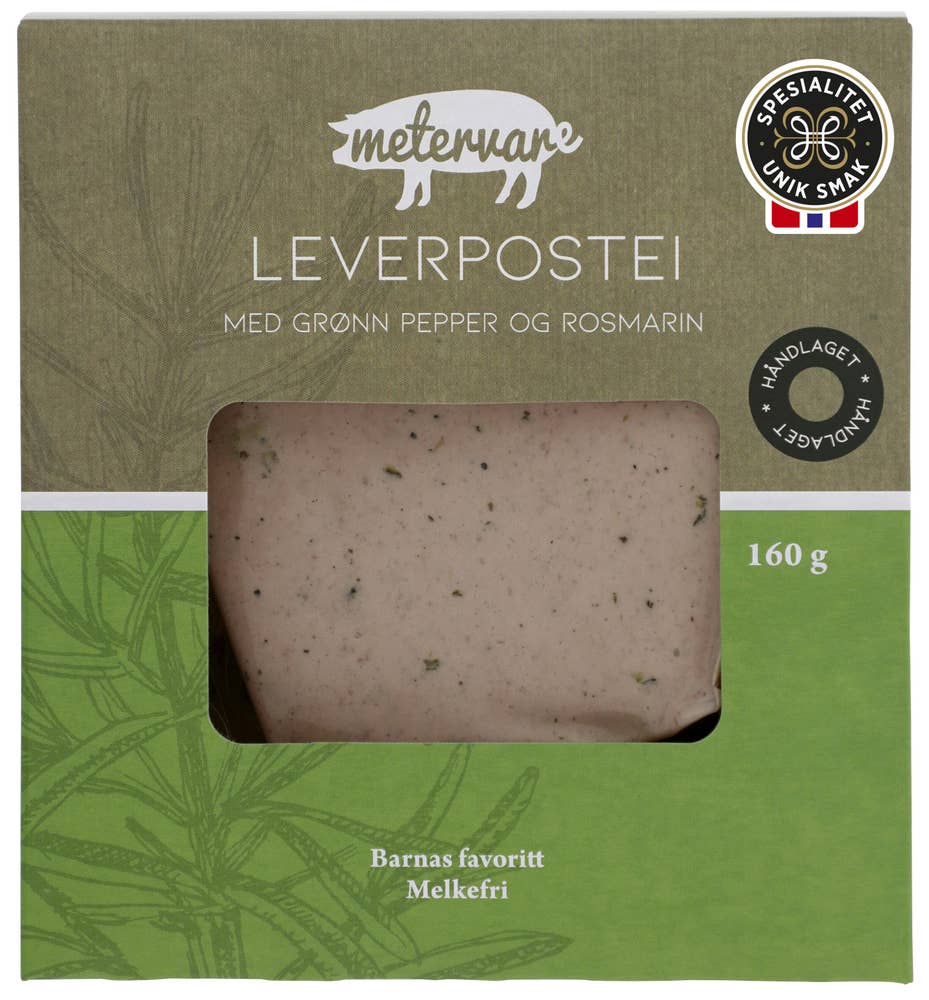 Metervare Leverpostei fin Med grønn pepper og rosmarin