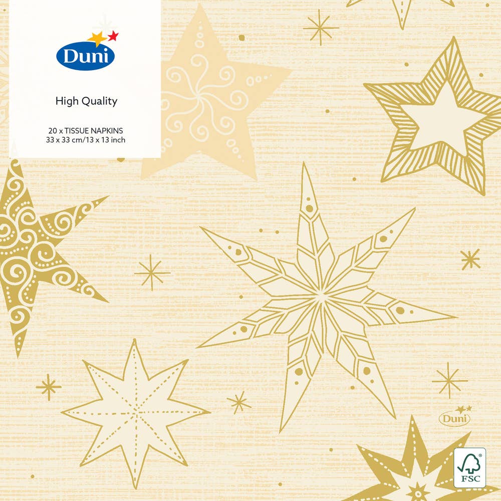 Duni Servietter Star Stories Cream 3 lag, 33x33cm