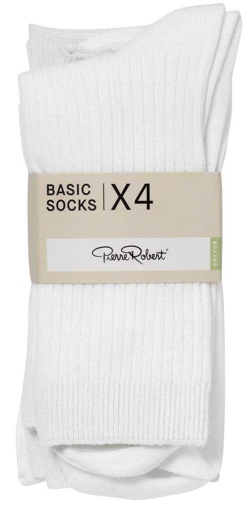 Pierre Robert Bomullsokker Hvit/Rib, str. 37-40