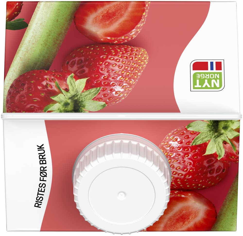 TINE Biola® yoghurtdrikk jordbær & rabarbra Uten Tilsatt Sukker