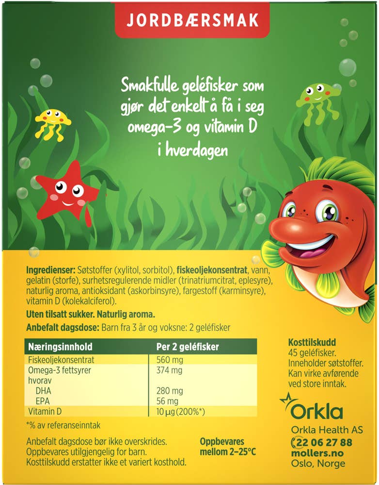 Möller's Geléfisker med jordbærsmak