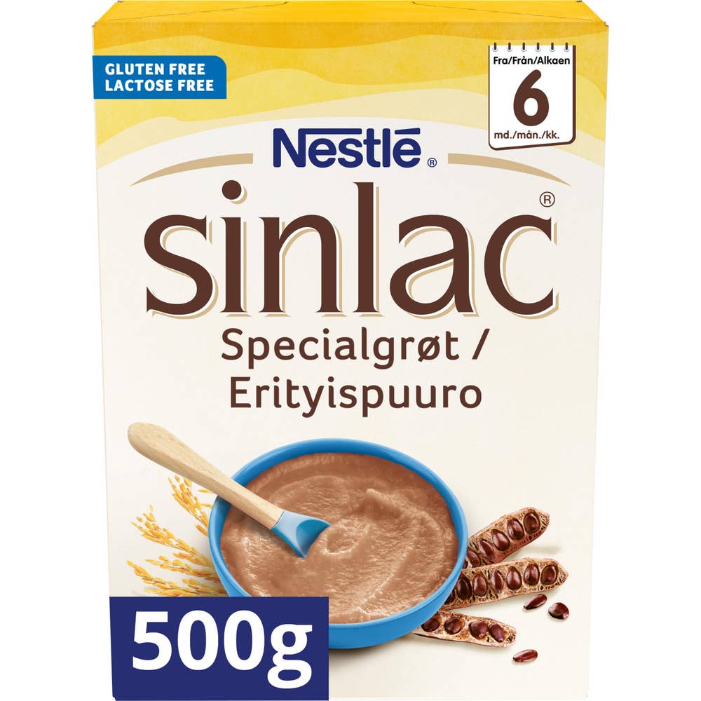 Nestlé Sinlac spesialgrøt, gluten- og laktosefri Fra 6 mnd