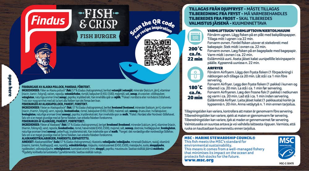 FINDUS Fish & Crisp burger