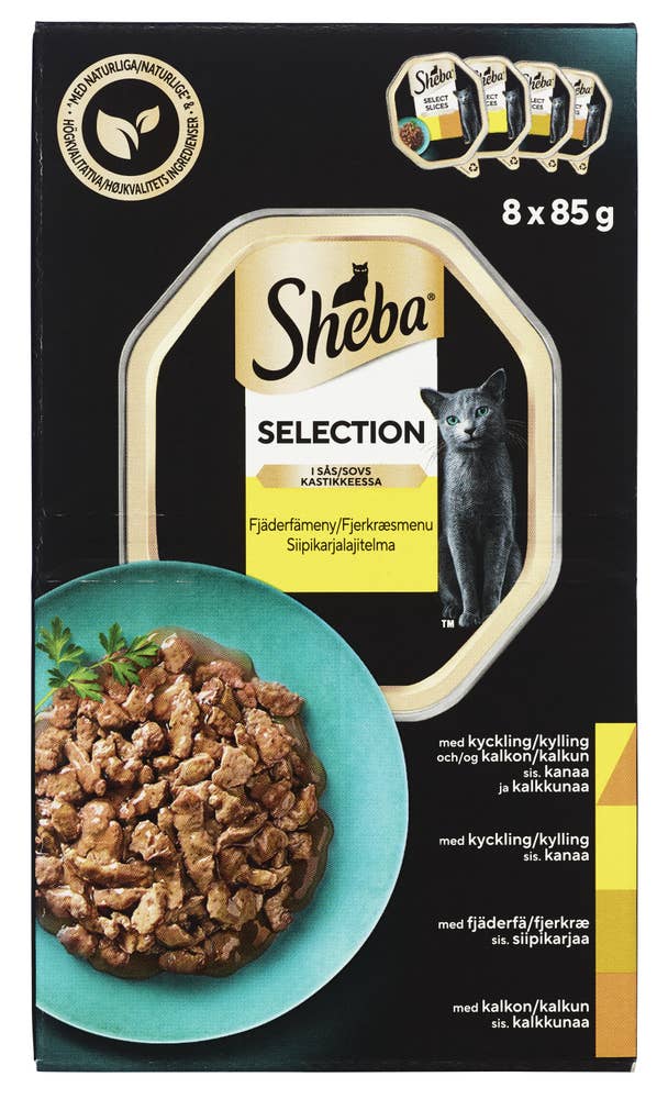 Sheba Selection våt kattemat med and, kylling, fjærfe og kalkun