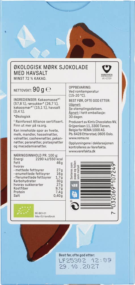 Kolonihagen Mørk sjokolade med havsalt