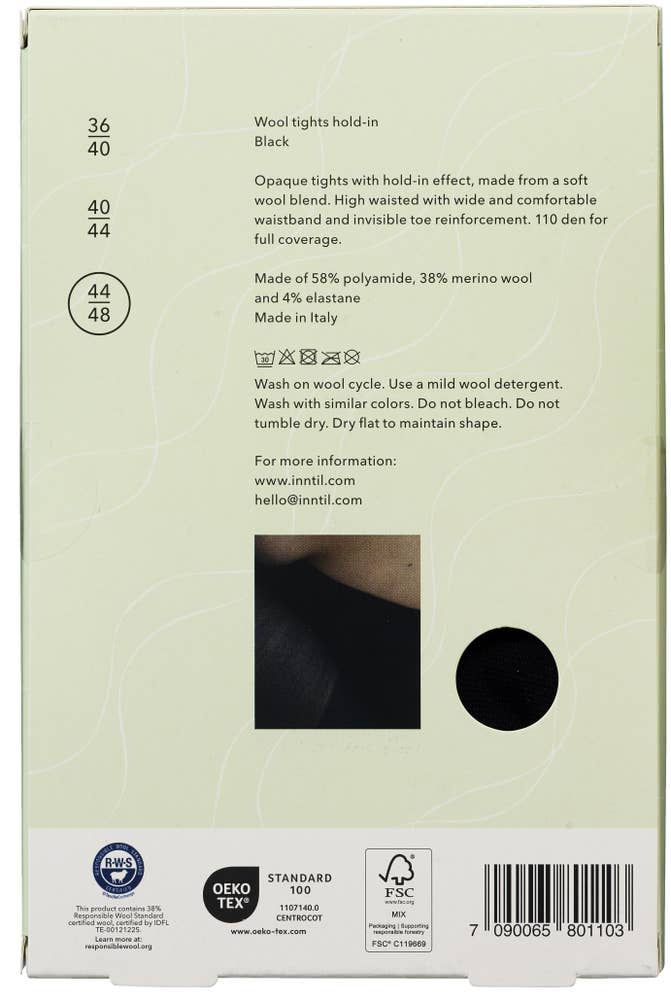 Inntil Ullstrømpebukse Hold-in Sort, str 44-48