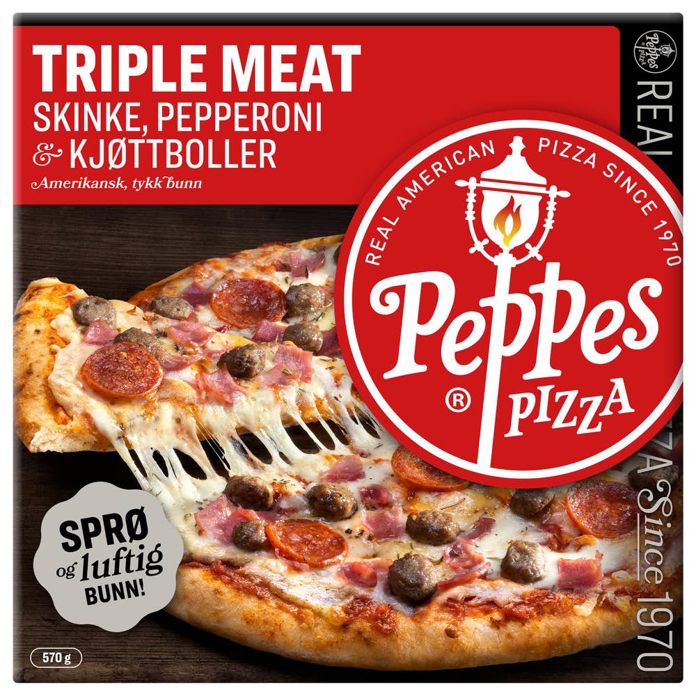 Peppes Pizza Triple Meat Skinke, pepperoni & kjøttboller