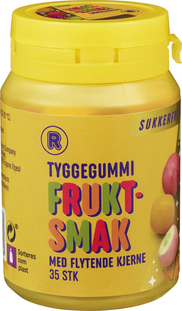 R Tyggegummi med fruktgummi Med flytende kjerne
