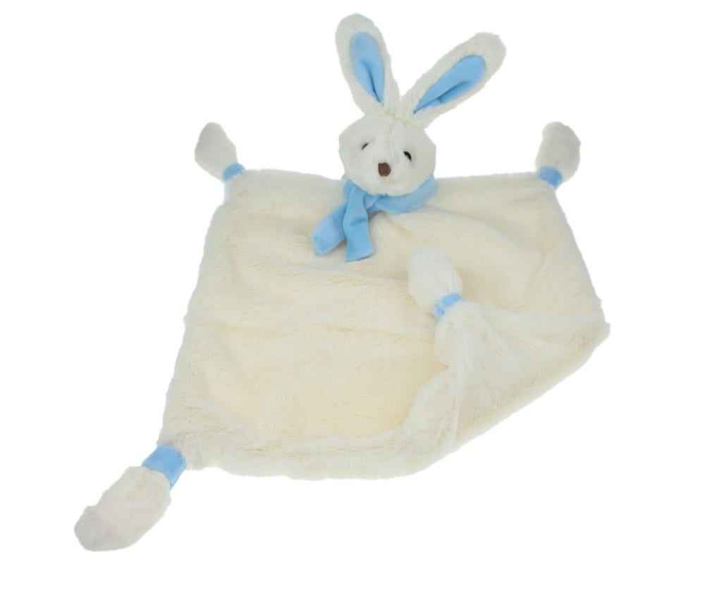 Sprell Hvit og blå koseklut med kanin