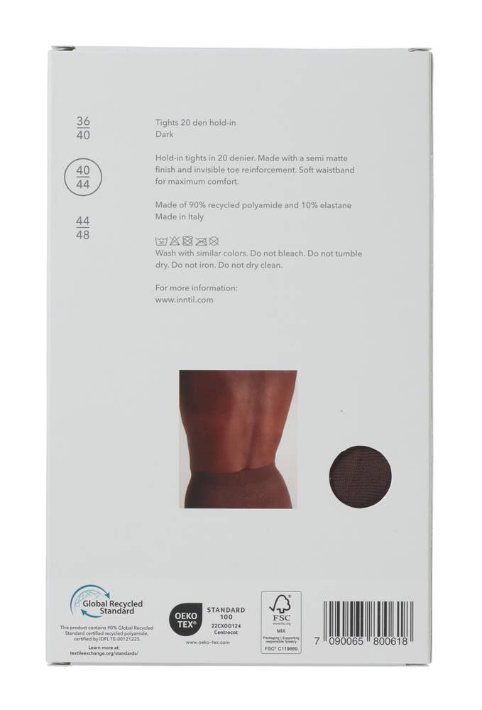 Inntil Strømpebukse Hold-In 20 DEN Mørk, str. 40-44, semi-matt