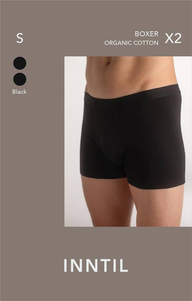 Inntil Bokser i økologisk bomull Sort, Str. S