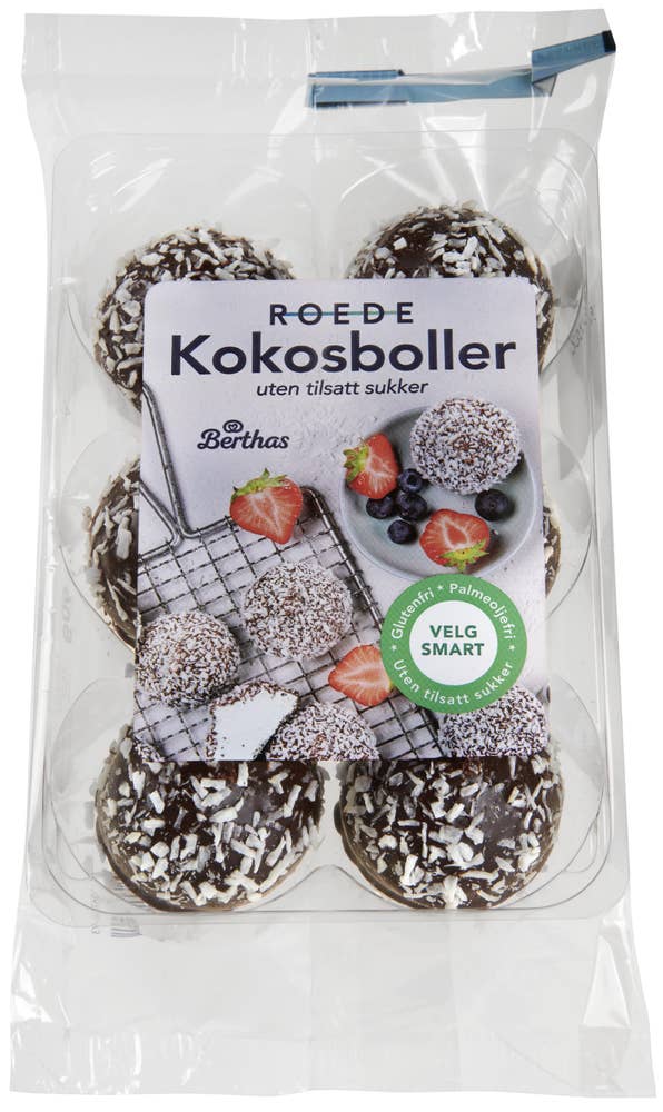 Kokosboller uten sukker 6 stk, 90 g