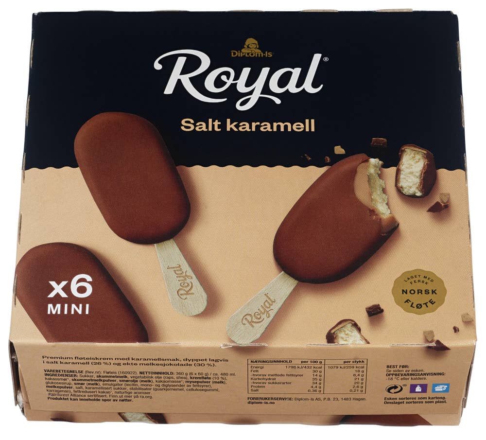 Diplom-is Royal Salt Karamell Mini 6 stk