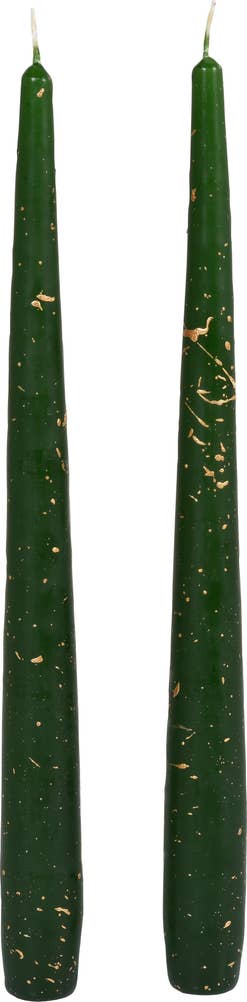 Duni Mørkegrønn kronelys med glitter 24x2,2 cm, brenntid 7,5 timer