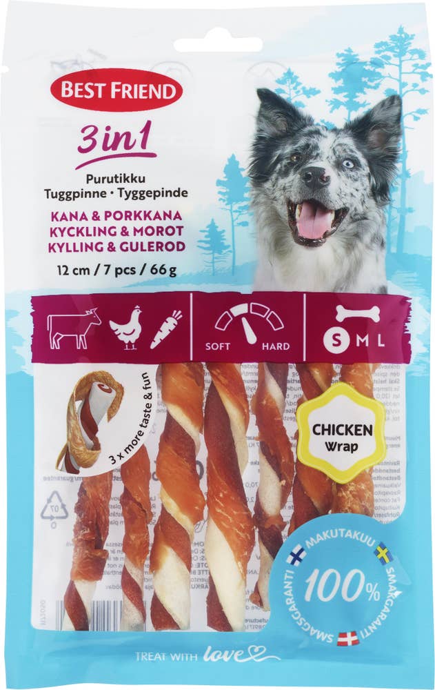 Best Friend Tyggepinner 3in1 kylling og gulrot 7stk