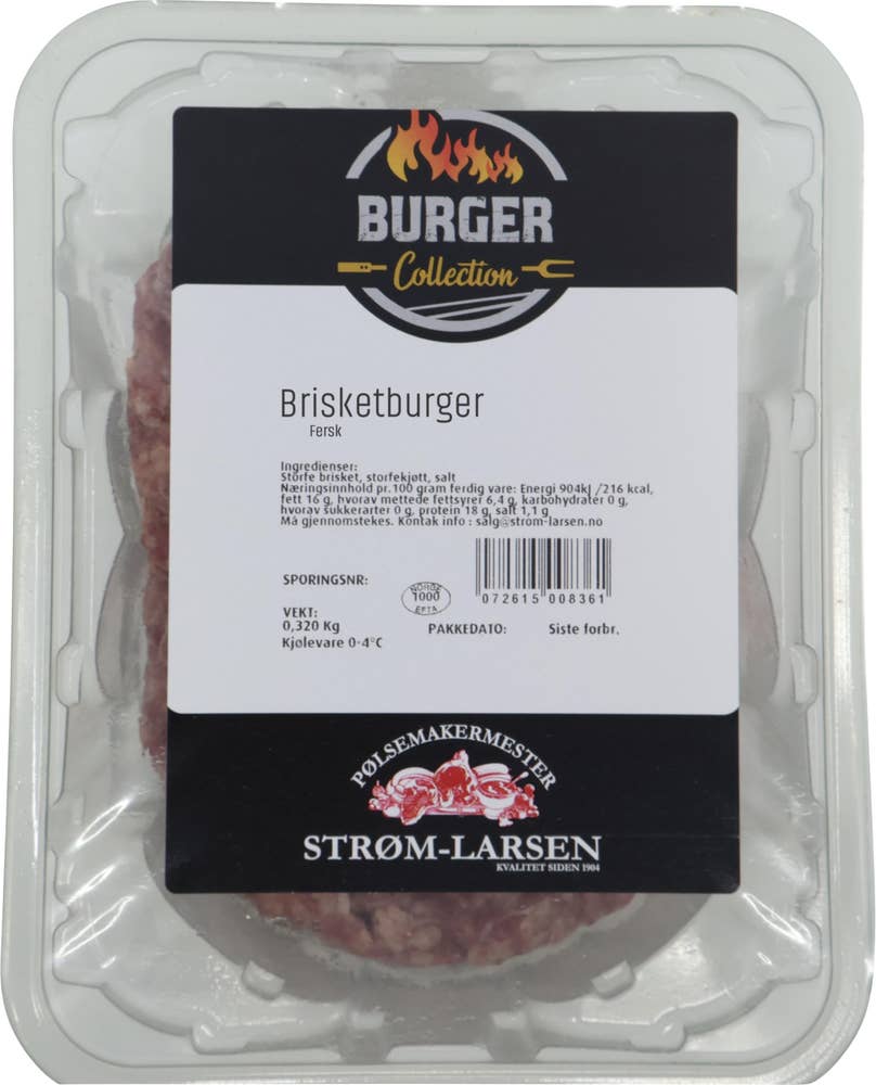 Strøm-Larsen AS Fersk brisketburger 2x160g