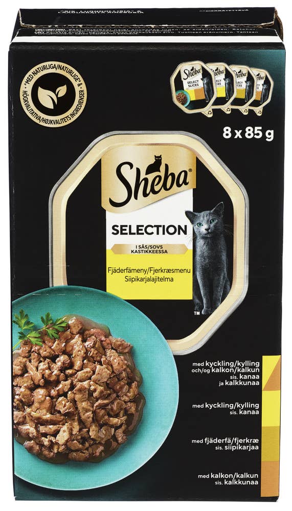 Sheba Selection våt kattemat med and, kylling, fjærfe og kalkun 8 x 85g