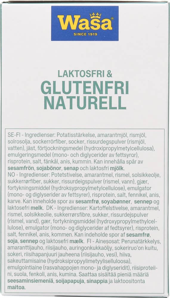 Wasa Knekkebrød Glutenfri Naturell