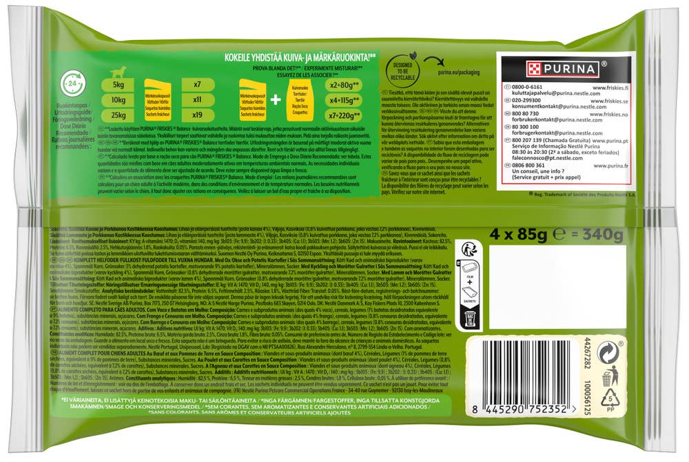 Purina Våtfôr til hund Biter i saus, 4 x 85g