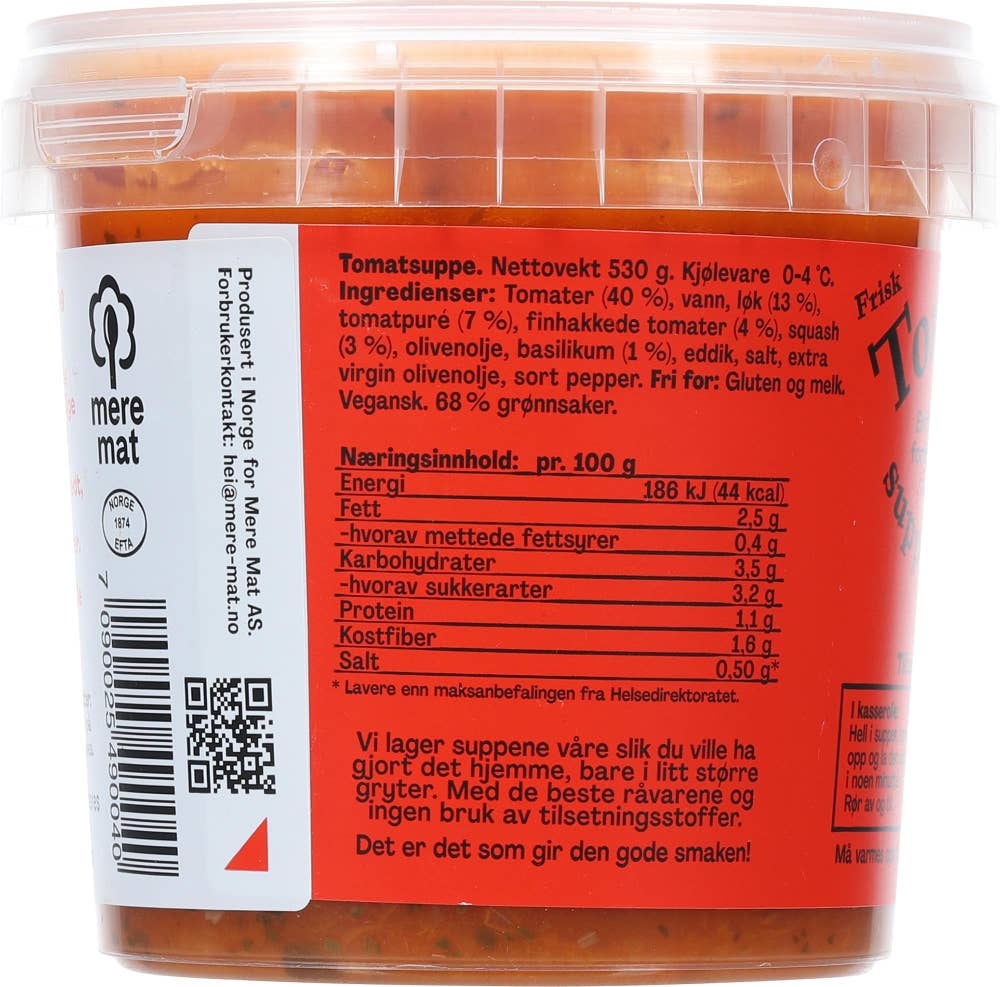 Mere Mat Suppe med tomat, squash og basilikum