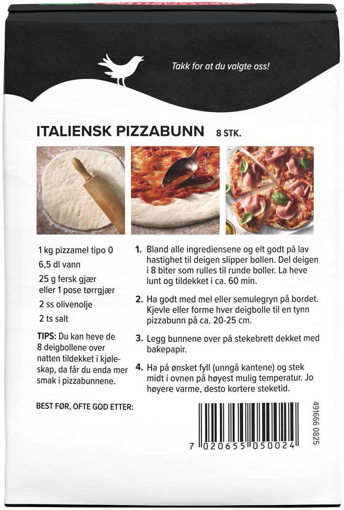 Norgesmøllene Pizzamel Tipo-0