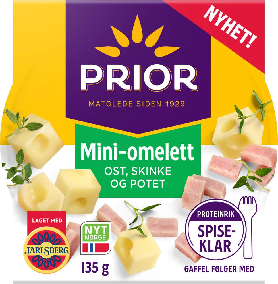 Mini-omelett Ost, skinke og potet, 135 g