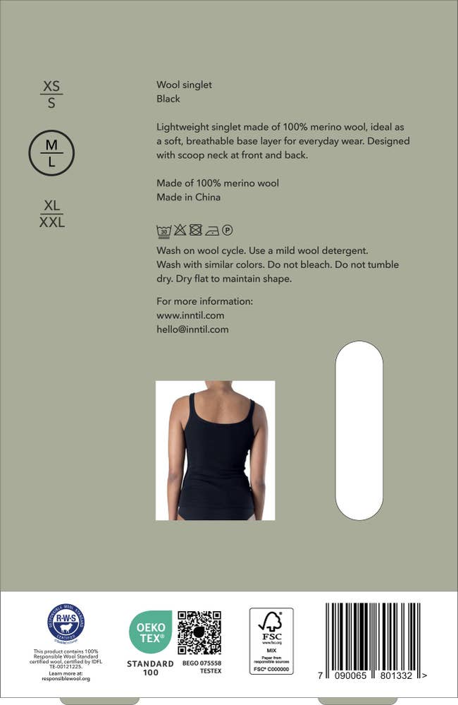 Inntil Ullsinglet Sort, str M-L